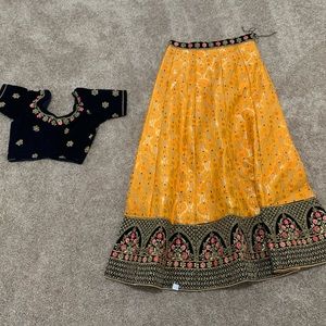 Blue orange contrast indian south asian traditional lehenga chaniya choli ethnic